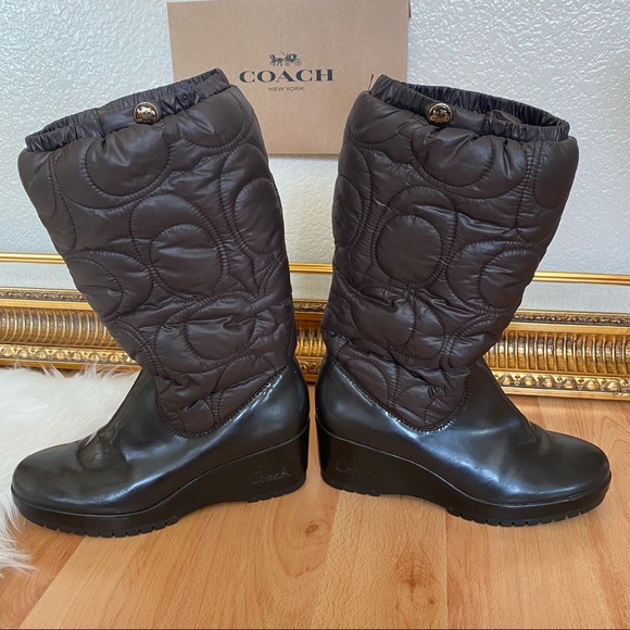 Coach Cantina Logo Wedge Moon Boots - Picture 2 of 14
